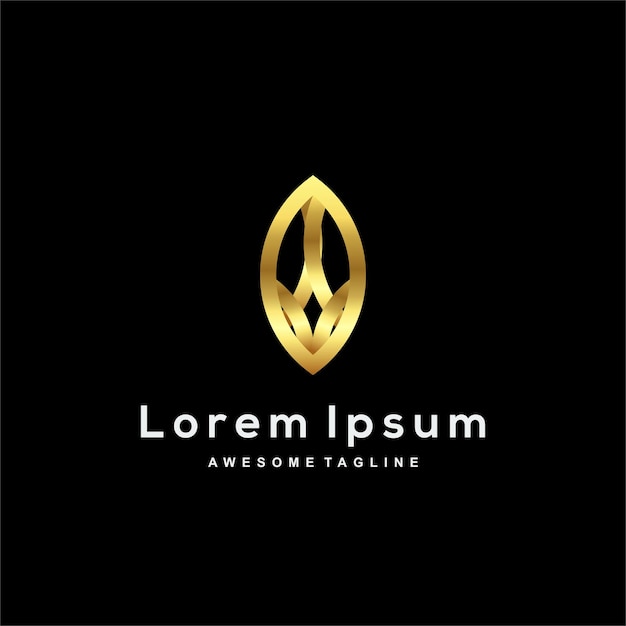 Luxury leaf gold color logo template