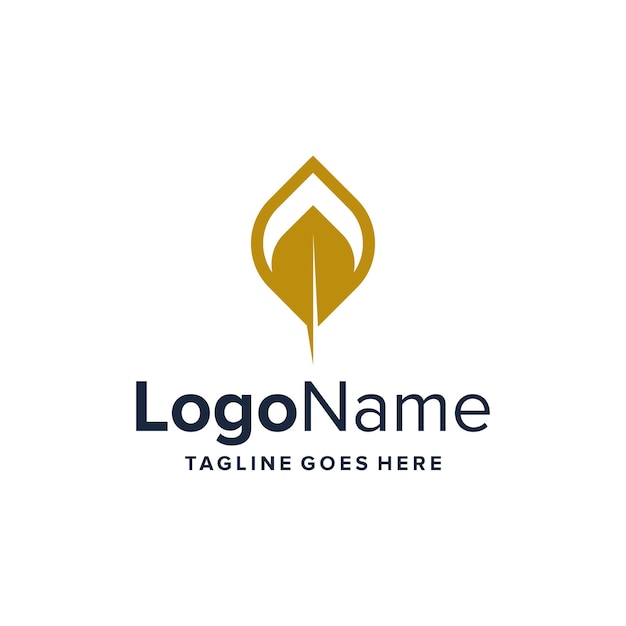 Luxury leafs gold simple sleek creative geometric modern logo design