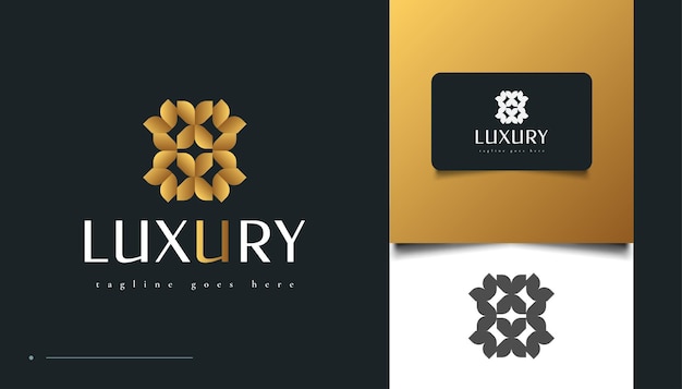 Luxury leaves logo design in gold gradient. floral logo for beauty, spa, or hotel logos identity