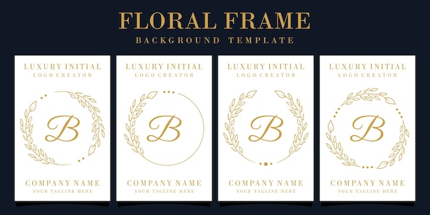 Luxury letter B logo design with floral frame