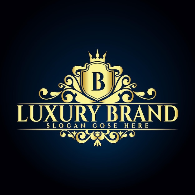 Vector luxury letter b logo, letter b crown golden logo concept