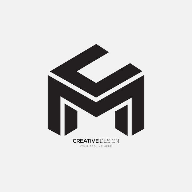 Luxury Letter Cm or Mc with modern unique shapes alphabet flat 3d monogram logo