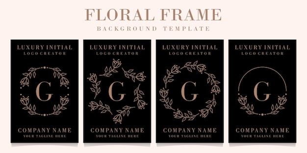 Vector luxury letter g logo design with floral frame background template