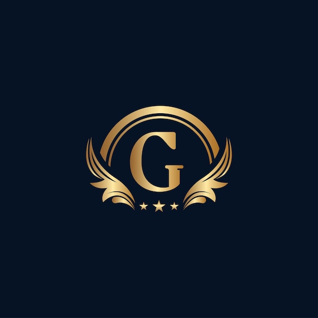 Luxury letter g logo royal gold star