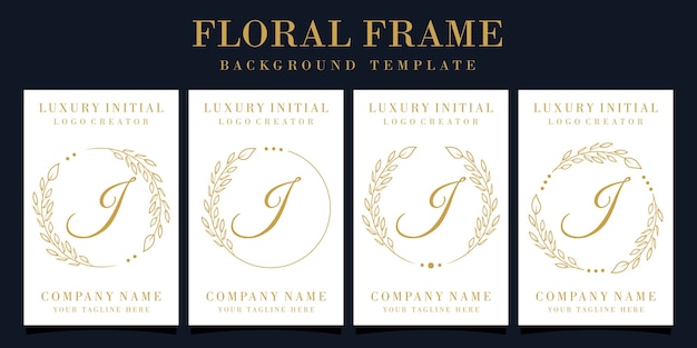 Luxury letter I logo design with floral frame