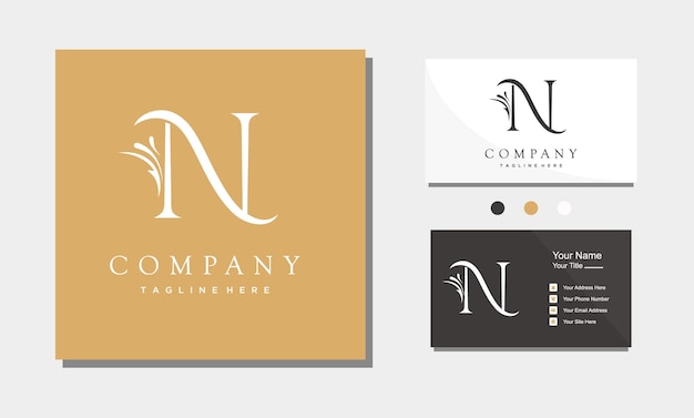 Premium Vector | Luxury letter initial n logo template in gold color ...