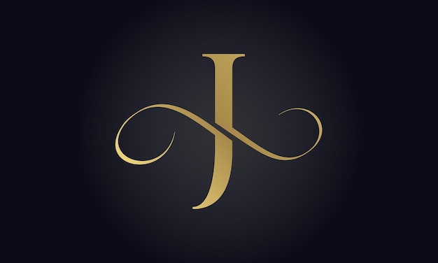골드 컬러의 럭셔리 문자 J 로고 템플릿 초기 럭셔리 J 문자 로고 디자인 럭셔리 회사 브랜딩을 위한 아름다운 로고타입 디자인