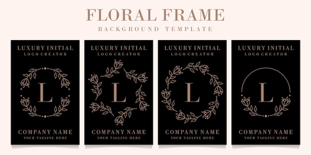 Vector luxury letter l logo design with floral frame background template