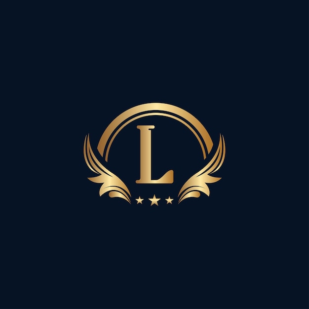 luxury letter L logo royal gold star