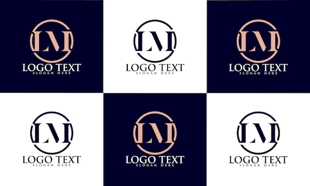 Modello di progettazione del logo serif monogramma lettera lm di lusso