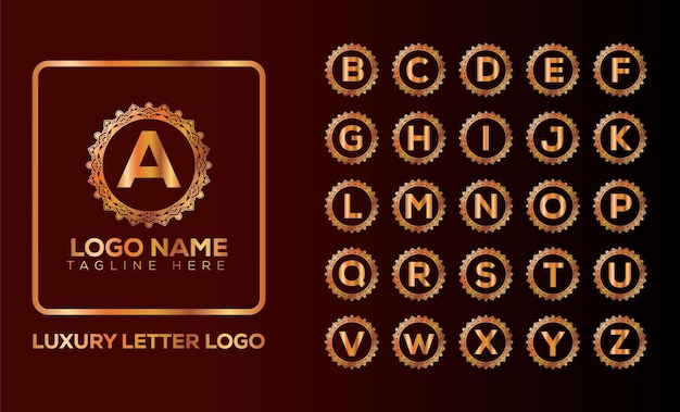 Luxury letter logo set in golden color with vector