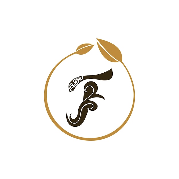 Vettore logo in lettere di lusso con disegno a cornice marrone