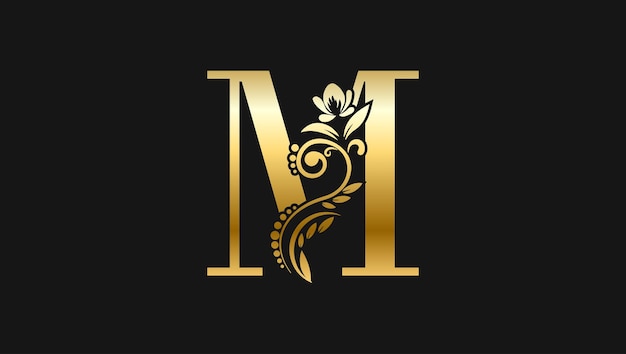 Вектор Роскошная буква м золотое имя первоначальная современная концепция дизайна логотипа для бренда или компании