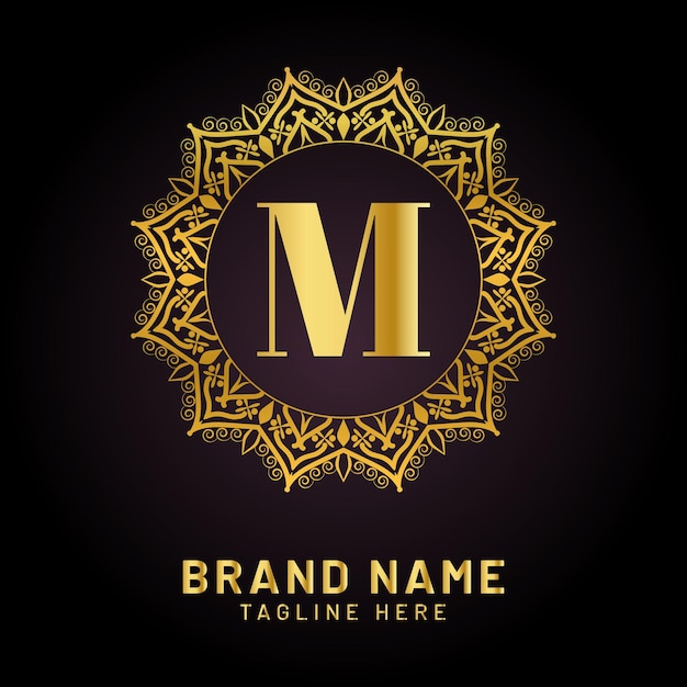 Vector luxury letter m logo with golden color