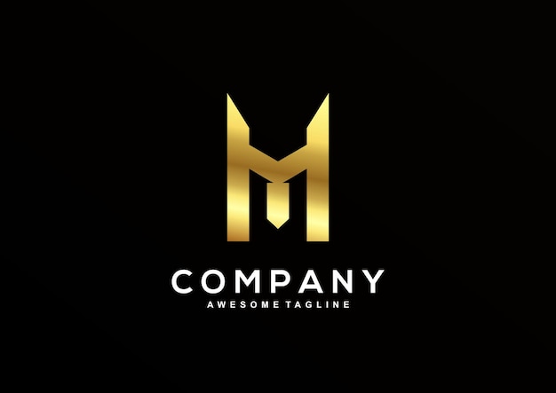 Luxury letter M sparta with gold color logo template