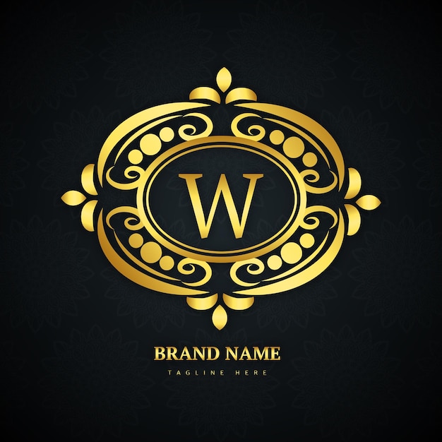 Luxury letter w logo template in gold color modern trendy initial luxury w letter logo design