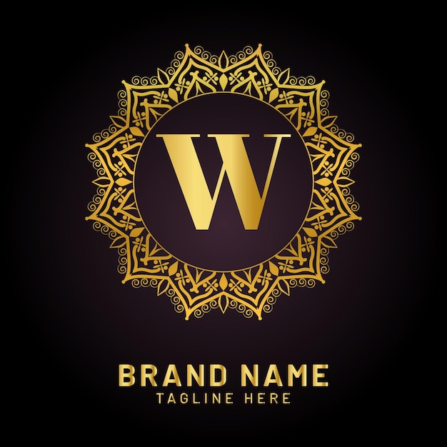 Luxury letter w logo with golden color