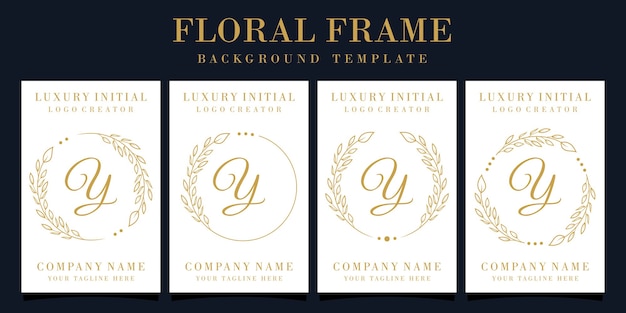 Luxury letter Y logo design with floral frame