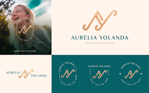 Luxury letter a and y monogram logo design minimalist