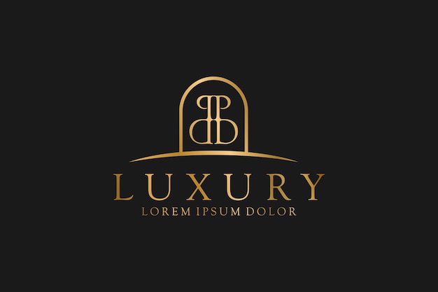 Luxury lettering logo design initial P D gold icon symbol