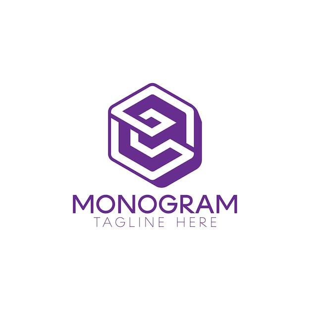 高級文字 GS ネガティブ スペース六角形モノグラム ロゴ デザイン テンプレート