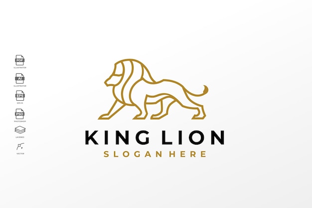 Luxury Line Art Heraldic Lion Graphic Logo Design Template