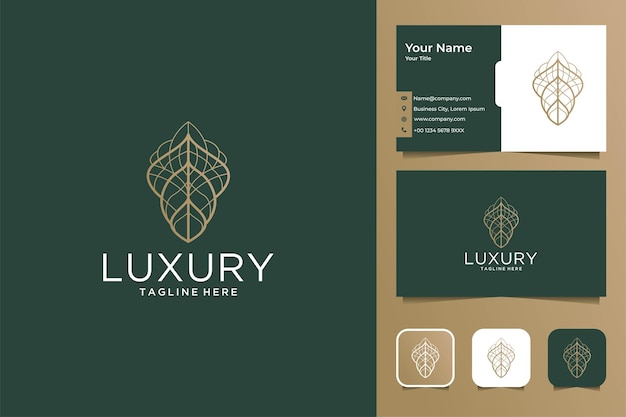 Luxury line art logo design and business card