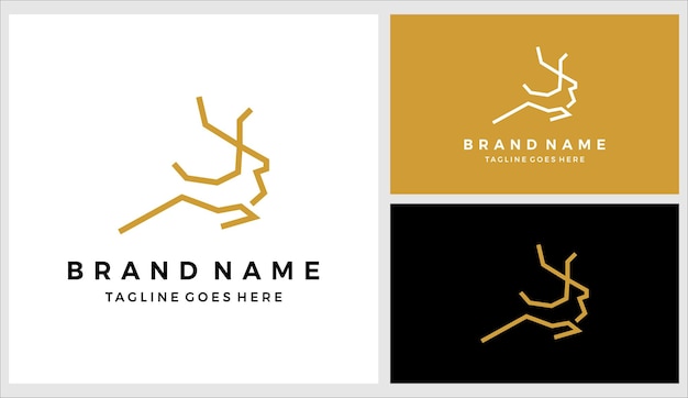 Luxury line deer logo design vector template