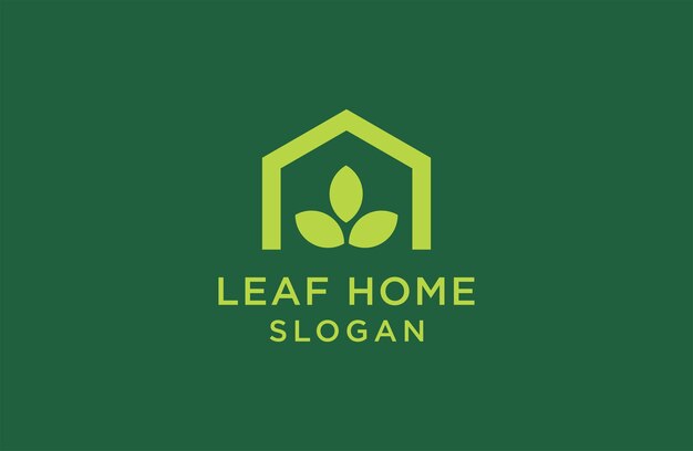Luxury line home leaf nature logo design