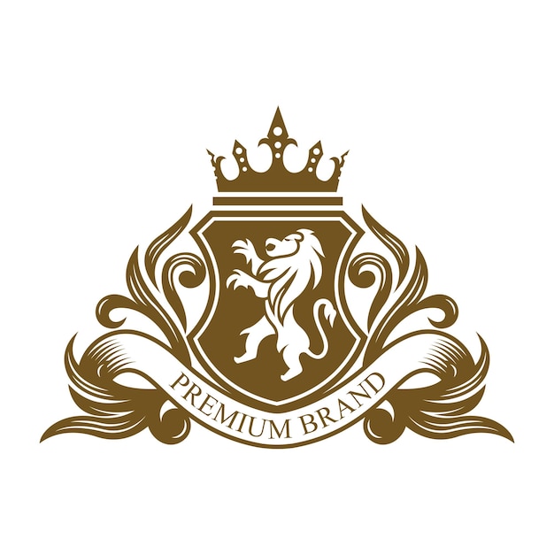 luxury lion crest logo with vintage ornamental design