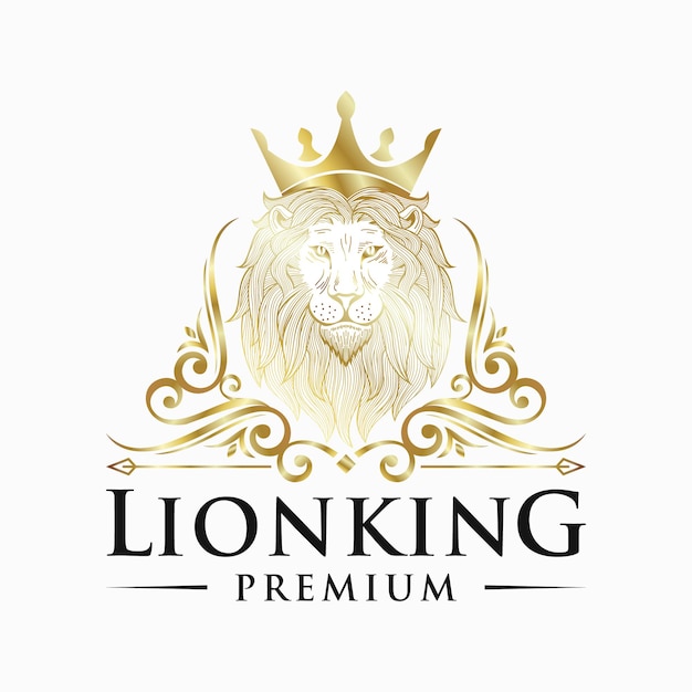 Luxury lion king logo design vector template