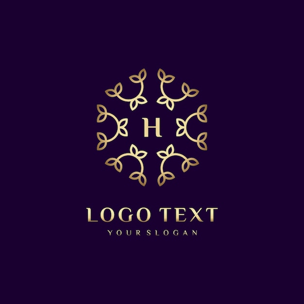 Luxury logo concept design lettera (h) per il tuo marchio con decorazione floreale