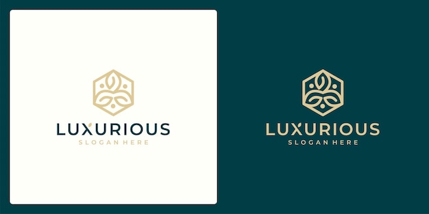 Luxury logo design concept, flower lotus logo, beauty or spa logo template