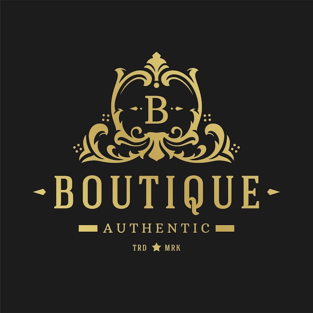 Luxury logo design template vector illustration Victorian vignettes ornament shapes for logotype or badge design Good for fashion boutique alcohol or restaurant branding