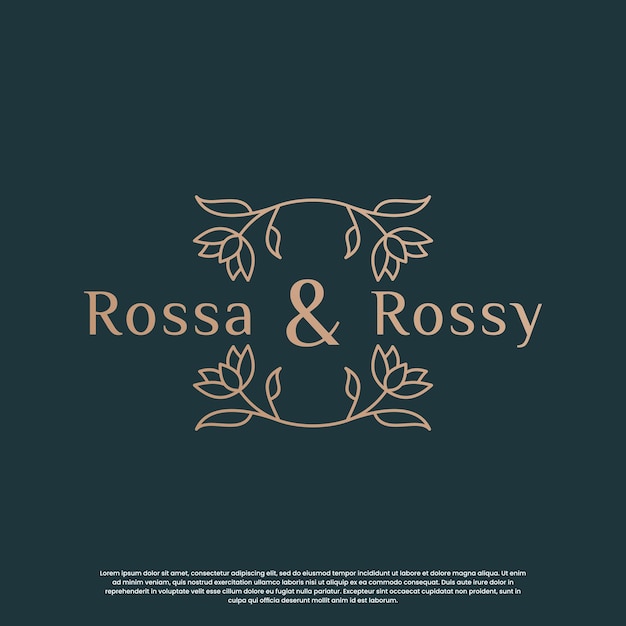 Design del logo di lusso per il tuo business vettore logo fiore rosa dorata