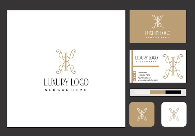 Luxury logo gold and business card icon