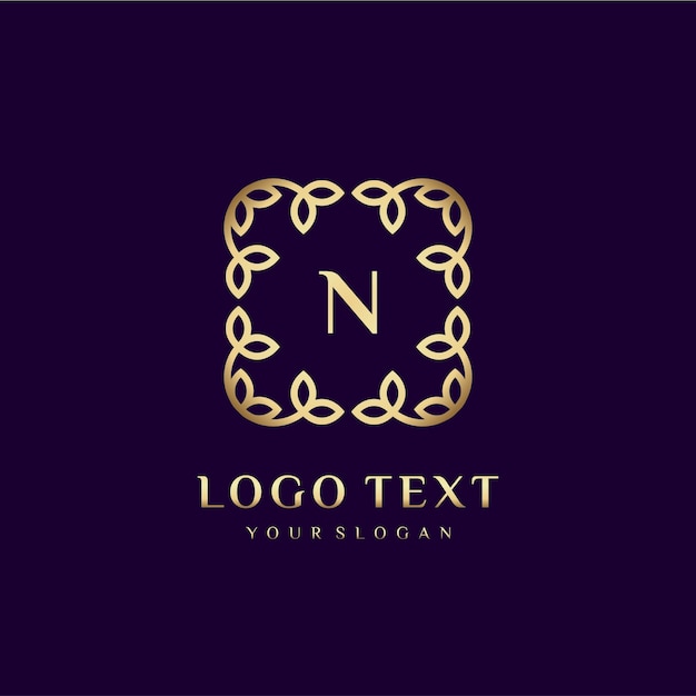 Vector luxury logo template (n) for your brand with floral decoration