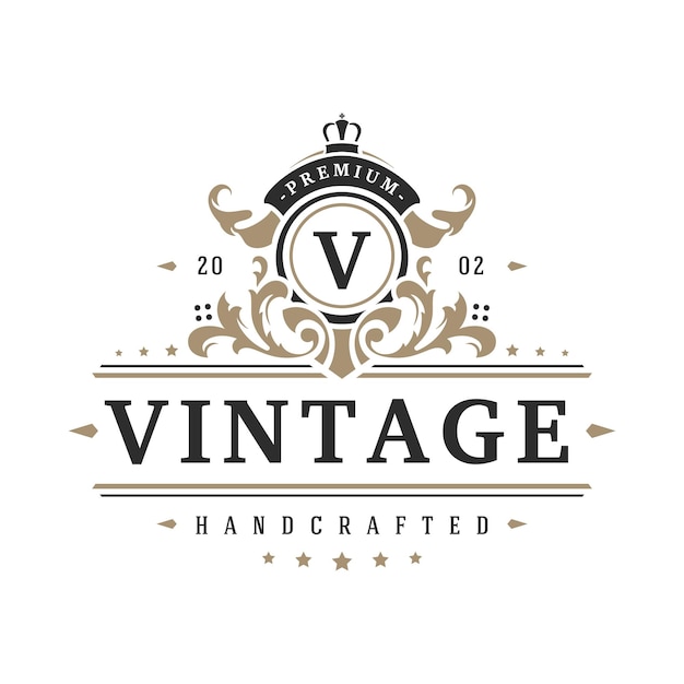 Vector luxury logo template vector object for logotype or badge design trendy vintage royal style illustration good for fashion boutique alcohol or hotel brand