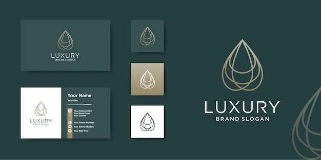 Luxury logo template with creative beauty line art style premium vector