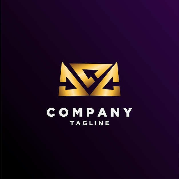 Vettore logo di lusso dal design unico sfumato oro