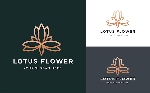 Design del logo della spa di bellezza del fiore di loto di lusso