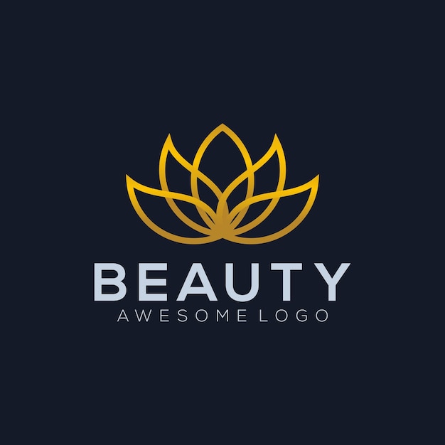 Luxury lotus line logo illustration gold color