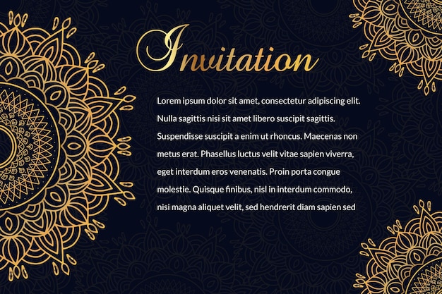 Vettore carta di invito di lusso mandala arte carta di matrimonio elegante invito sfondo di lusso
