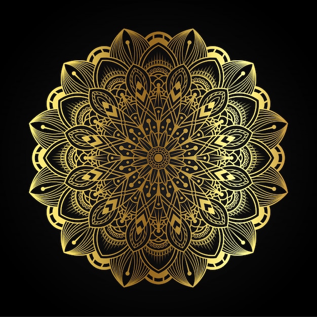 Vector luxury mandala art with golden arabesque illustration