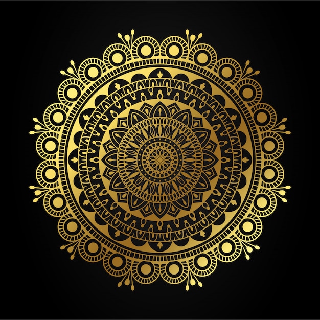 Vector luxury mandala art with golden arabesque illustration