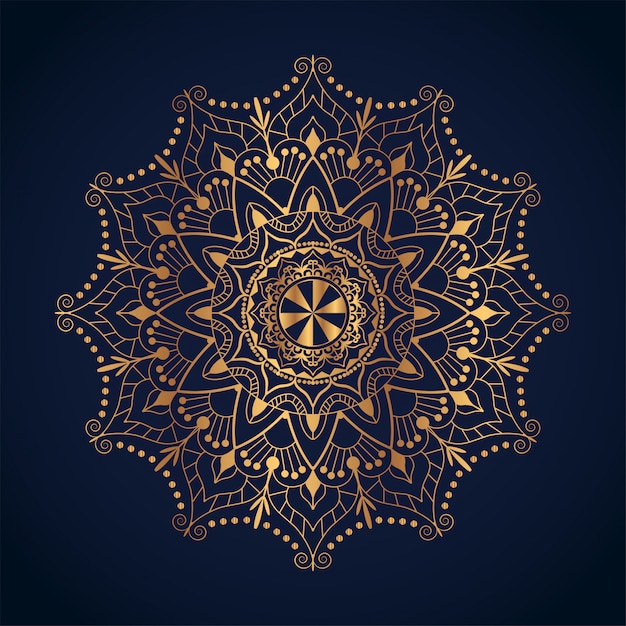 Vector luxury mandala art with golden arabesque illustration