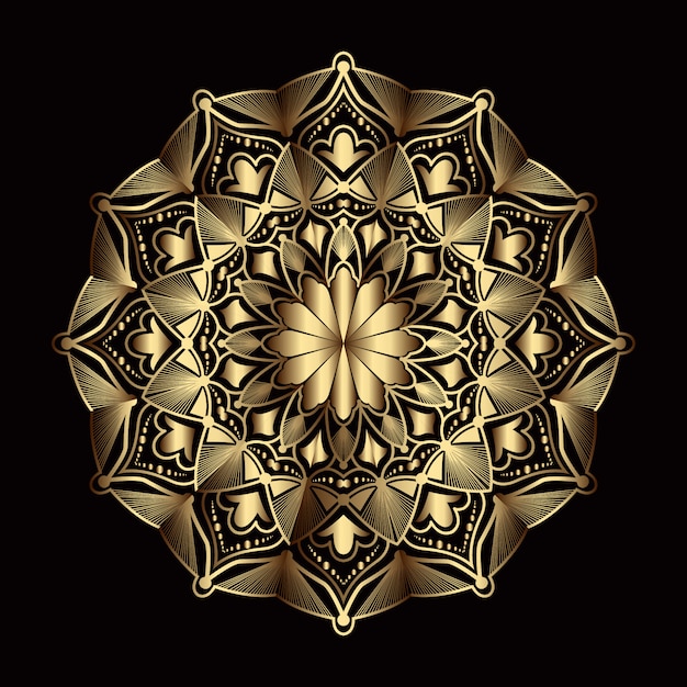 luxury mandala art with golden arabesque