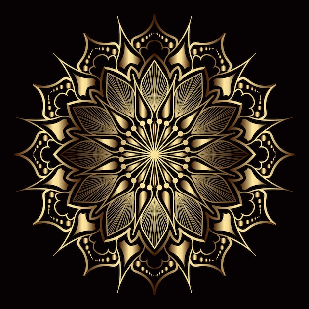 luxury mandala art with golden arabesque