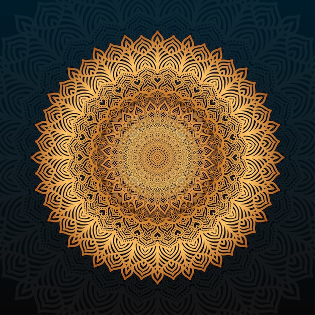 Luxury mandala art with golden arabesque