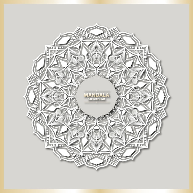 luxury mandala art with white arabesque background 